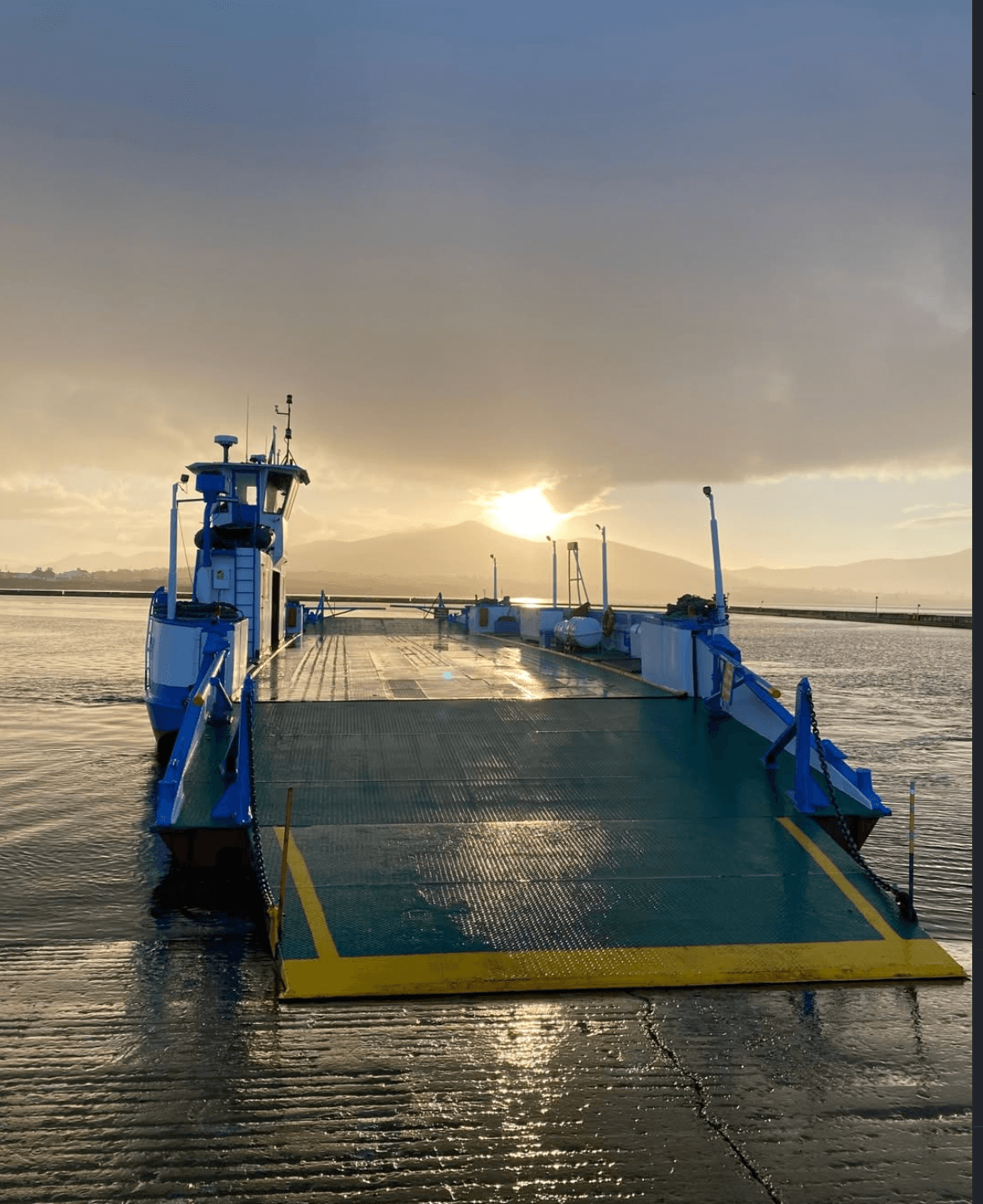 The Valentia Island car ferry at dusk — Renard Point to Knightstown